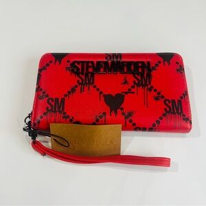 Steve Madden Zip Around Wristlet Wallet - Red/Black